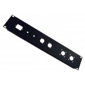 2U MIXED 19 inch RACK PANEL, 1 IEC 2 XLR AND 2 SPEAKON 2 JACK 8mm holes