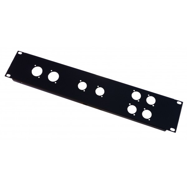 2u mixed 19 inch rack panel 6 xlr and 2 powercon32amp - All Metal Parts