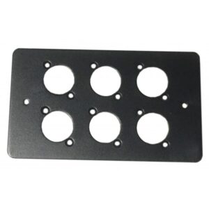 6 WAY XLR BLACK  DOUBLE GANG FACE PLATE STEEL