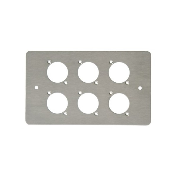 Xlr Rack Plate 6 WAY XLR DOUBLE GANG FACE PLATE BRUSHED STAINLESS - All Metal Parts