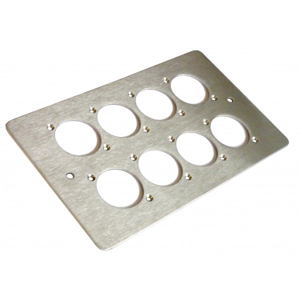 Xlr Rack Plate 8 WAY XLR DOUBLE GANG FACE PLATE BRUSHED STAINLESS - All Metal Parts